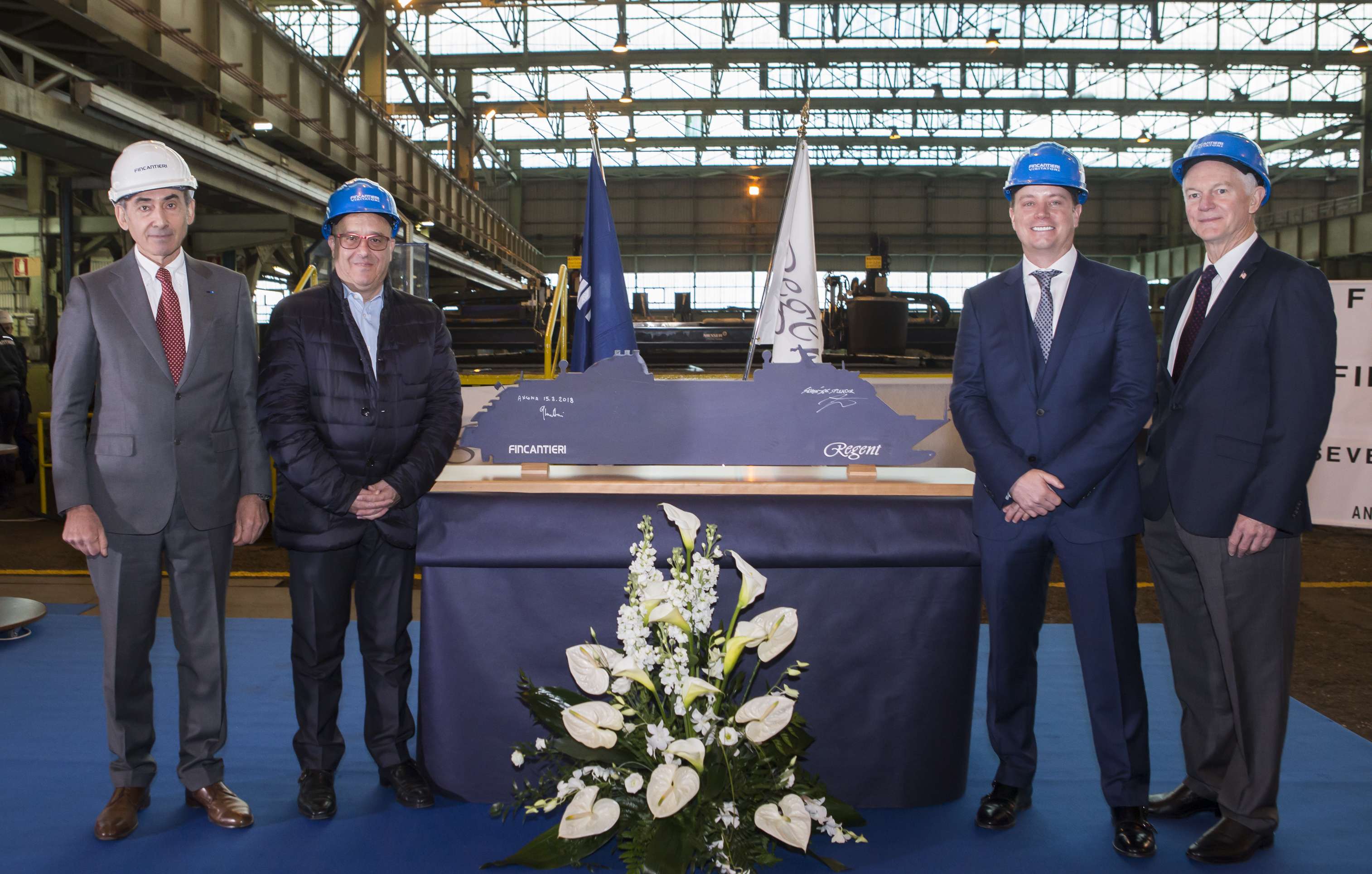 Î‘Ï€Î¿Ï„Î­Î»ÎµÏƒÎ¼Î± ÎµÎ¹ÎºÏŒÎ½Î±Ï‚ Î³Î¹Î± Regent Seven Seas Cruises cuts steel at Ancona for Seven Seas Splendor