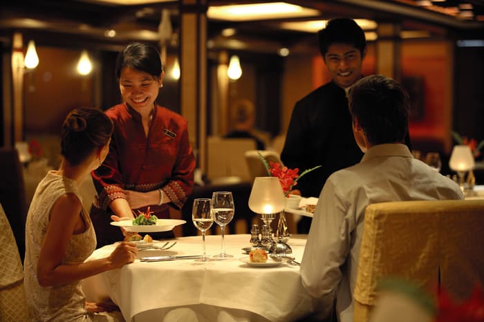 Belmond River Cruises Road to Mandalay Interior Restaurant Diner 07.jpg