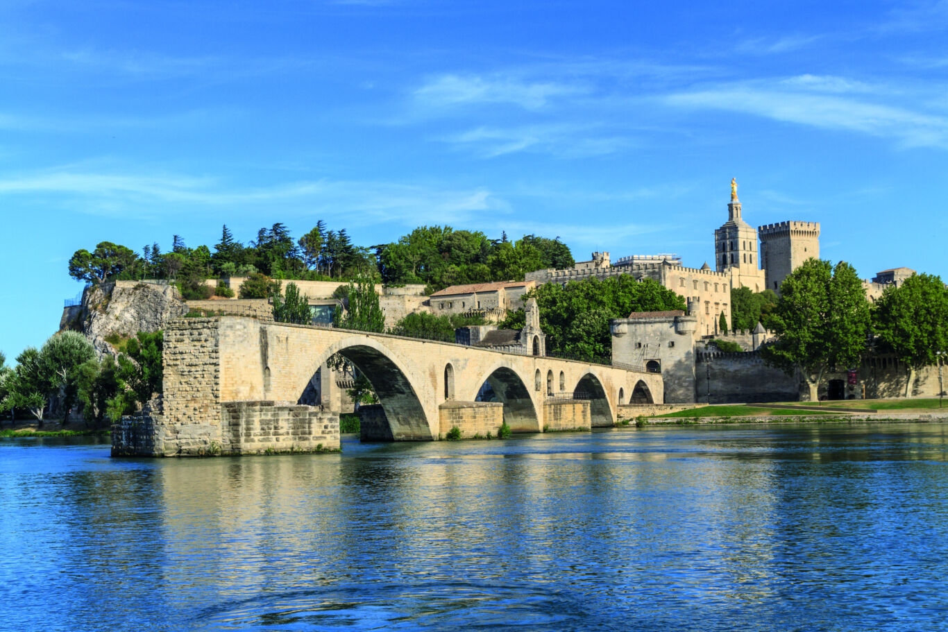Avignon Bridge with Popes Palace, Pont Saint-Benezet, Provence