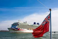 Blue skies, crowds and water spouts welcome Britannia to her Southampton home