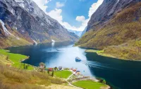 Naeroyfjord fjord landscape in Sogn og Fjordane region