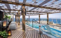 Spa Outdoor Pool with decking area and cover