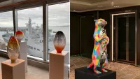 HAL Art Otter and Glass Sculpture