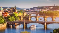 Prague Vltava River Bridges Old Town