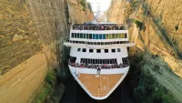 Embark on a record-breaking cruise with Fred. Olsen Cruise Lines through the Corinth Canal
