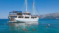 A swim stop is lovely perk of a yacht cruise. Credit: Riviera Travel