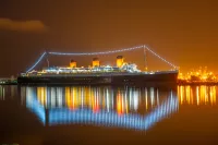 RMS Queen Mary at night