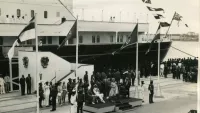 The Queen engaged with Royal duties after disembarking from HMY Britannia. Credit: Picryl