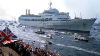 SS Canberra famously steams ahead for Southampton with returning military personnel