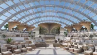 During the day, The Dome is used as a relaxation space with an indoor/outdoor pool | Credit: Princess Cruises