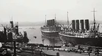 RMS Aquitania with Mauretania and Olympic in Southampton