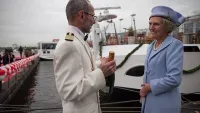 Mary Berry with the Captain of Viking Alsvin. Credit: Viking