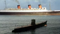 The RMS Queen Mary makes her grand entrance to the picture. Credit: Paramount Pictures
