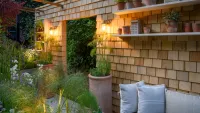 The Restorative Balcony Garden utlises reclaimed and natural materials. Credit: Viking