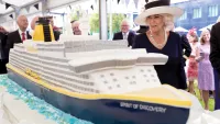 The then Duchess of Cornwall does the honours for Saga. Credit: Saga Cruises