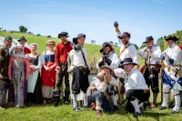 Festival Living Historians along fence. Credit: Elizabeth Perry