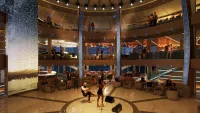 The Piazza houses Alfredo’s Pizzeria, International Café, Kai Sushi and the speciality piano bar Crooners. Credit: Princess Cruises