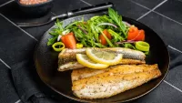 Recipe: Miso-glazed seabass served with stir-fried vegetables and rice