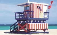 One of the 36 distinctive lifeguard towers on South Beach.