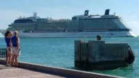 Cruise ship near port