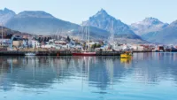 Ushuaia with the peaks on the Andes in the background