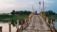 Bamboo Bridge Kampong Cham Cambodia