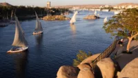 Boats on the Nile near Aswan