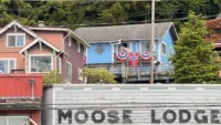 Wooden, hillside houses typical of Ketchikan