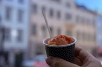 Strawberry and sea buckthorn ice cream (Alesund)