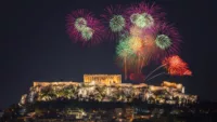 New Years fireworks over the Acropolis