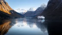 Havila Pollux in Hjørundfjord Havila Voyages Credit
