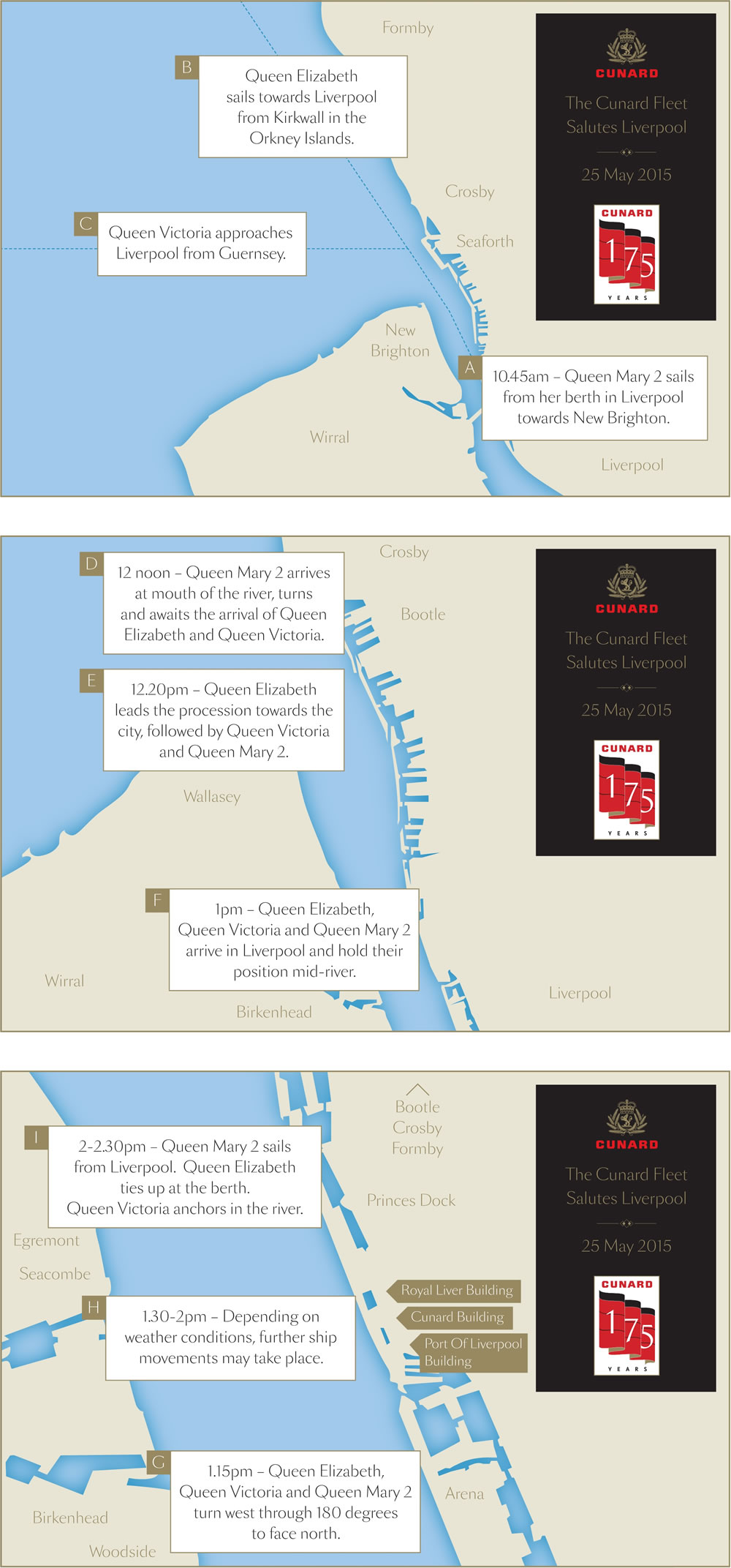 Cunard's Three Queens Liverpool Map