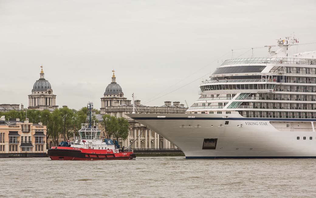 Jeff Moore 12/05/15 "Picture free for editorial use relating to Viking Cruises" London welcomes cruising’s newest Star London welcomed Viking Cruises first ocean bound ship, the Viking Star, as it entered the Thames Barrier early this morning. The brand new 930 passenger Viking Star marks the travel industry’s first entirely new cruise line in a decade. In a world of ever increasing cruise ships, the 930 passenger Star is one of the biggest cruise ships to navigate the Thames, however this remains small in comparison to other mega ocean cruise liners. For more information on Viking Ocean Cruises please visit http://www.vikingcruises.co.uk/oceans/