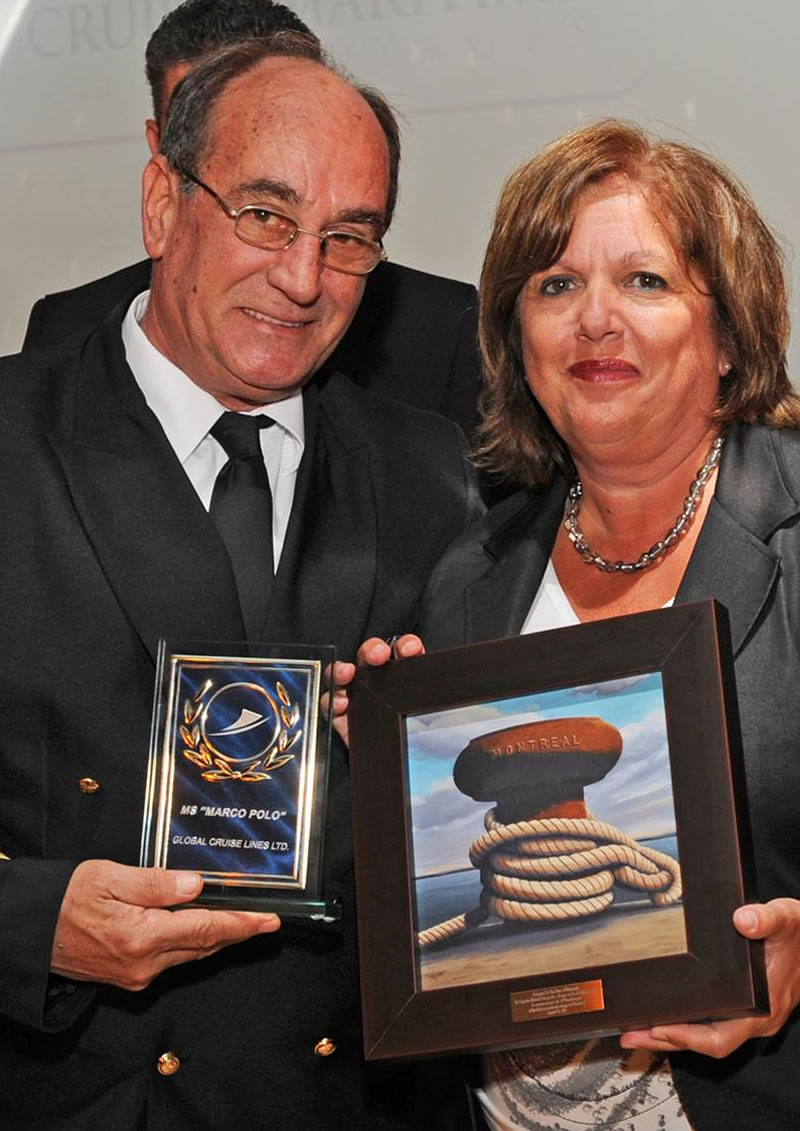 The Captain of Marco Polo and Mrs Sylvie Vachon, president at the Port of Montréal