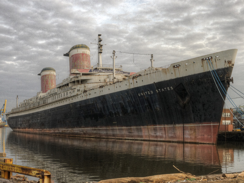 The SS United States seen across from her Philadelphia pier