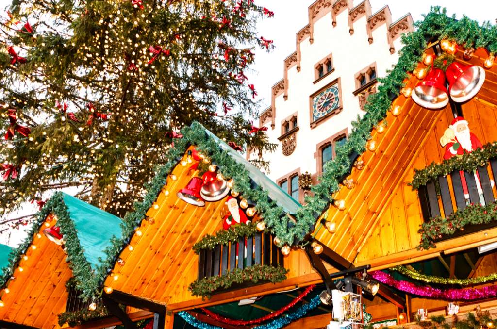 Christmas Market - Wooden stall - Frankfurt - Germany