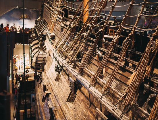 side of the Vasa Swedish warship, Vasa Museum Stockholm