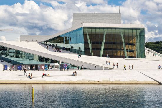 Outside the Oslo Opera House