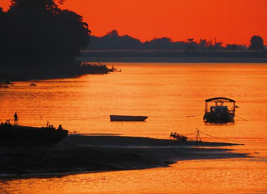 Sunset on the Brahmaputra River