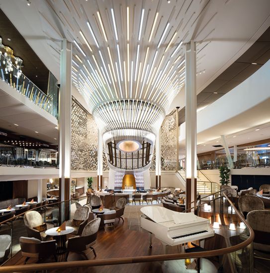 Celebrity Edge cruise ship's Grand Plaza designed by Kelly Hoppen