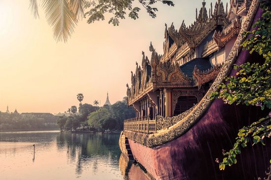 Karaweik on the Kandawgyi lake in Yangon, Myanmar