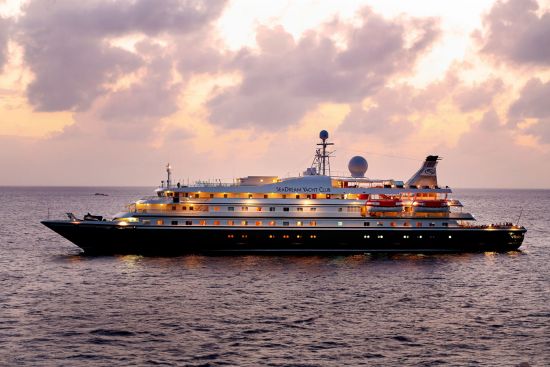 Luxurious cruise lines: SeaDream yacht sailing in St. Barts in the Caribbean