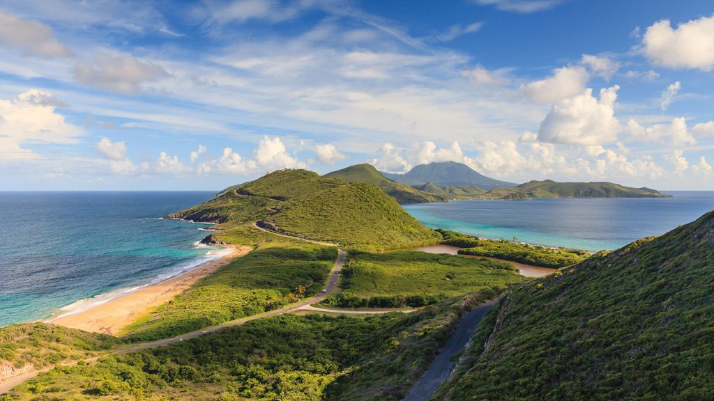 Panorama of St. Kitts island on a Caribbean cruise