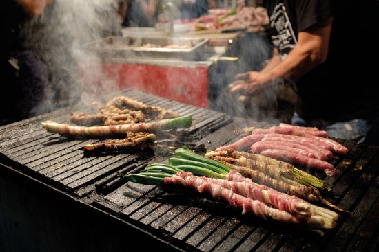 Chargrilled vegetables cooking at a street festival in sicily