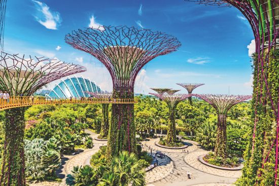 2020 holiday destinations: Walkway at The Supertree Grove at Gardens by the Bay in Singapore near Marina