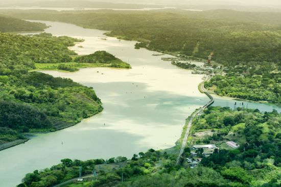 Aerial view of Panama Canal