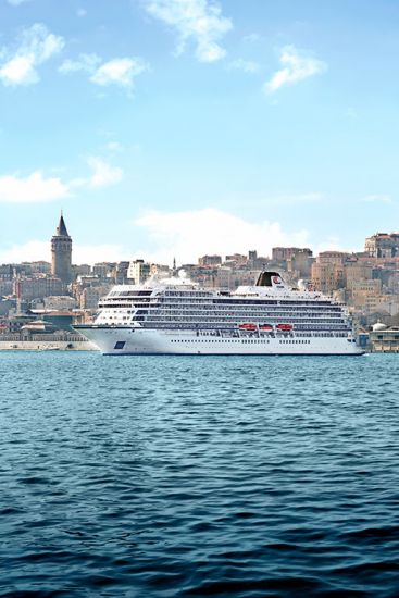 Viking Cruises ocean ship sialing in Istanbul