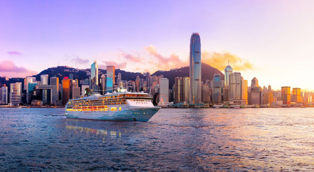 Norwegian Spirit on Hong Kong skyline