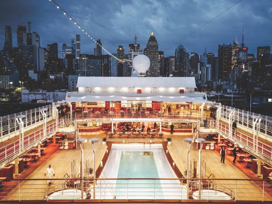 View of New York city from the ship, Silver Muse